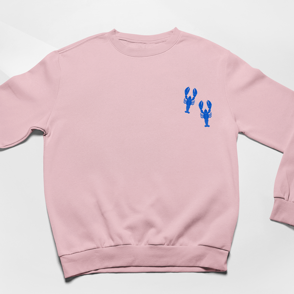 Blue Lobster Sweatshirt, Embroidered Blue Lobster Jumper