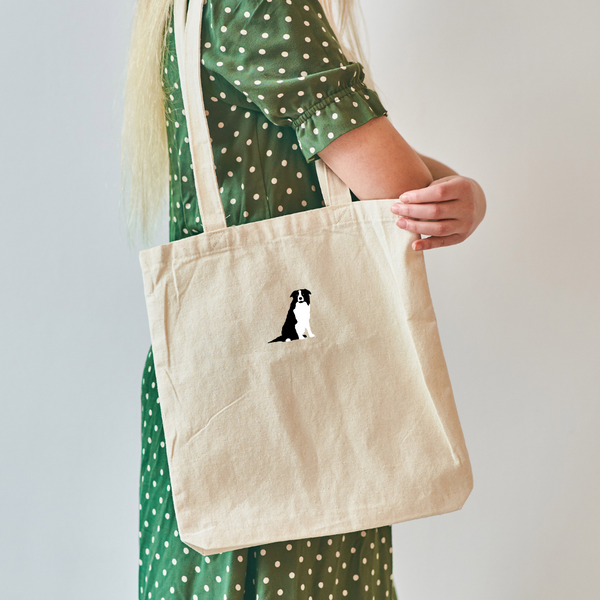 Border Collie Tote Bag, Border Collie bags, Embroidered Border Collie