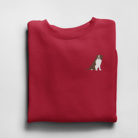 Brown Border Collie Jumper, Embroidered Brown Border Collie Sweatshirt
