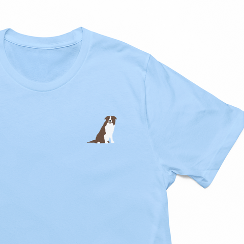 Brown Border Collie Tshirt, Brown Border Collie Embroidered Tshirt by Wonderful World