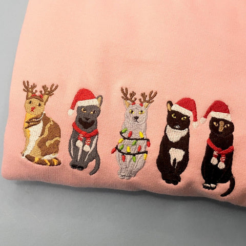 Christmas Cat Embroidered Jumper, Wonderful World Cats