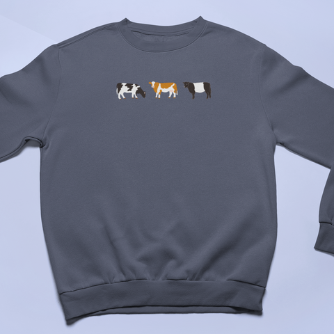 Cow Embroidered Sweatshirt, Cow Jumper, Cow Embroidered by Wonderful World