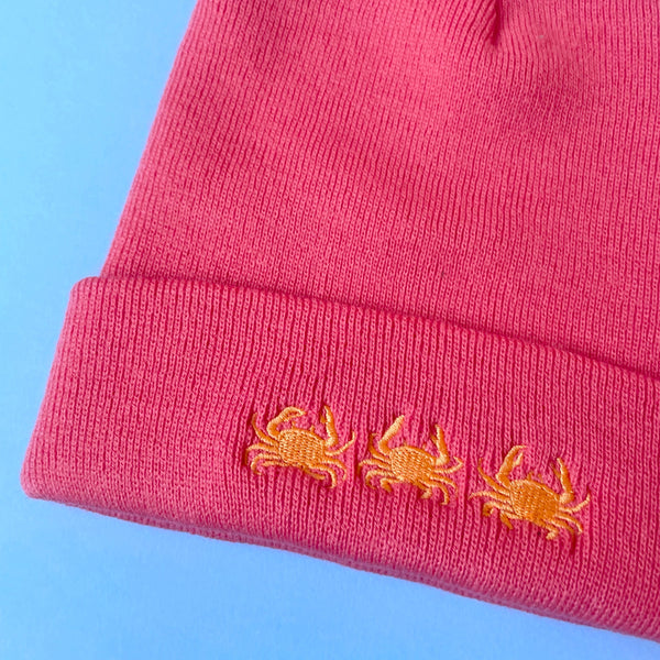 Crab hat, Crab beanie, Crab embroidered beanie hat