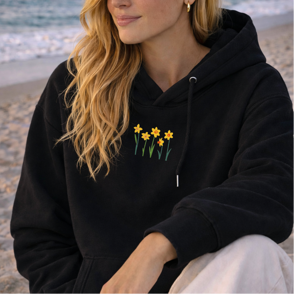 Daffodil Hoodie, Embroidered Daffodil Hoodies