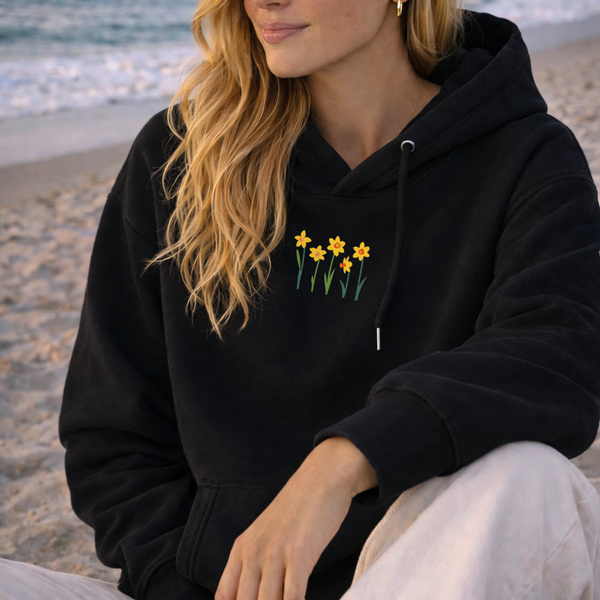 Daffodil Hoodie, Embroidered Daffodils Hoodies