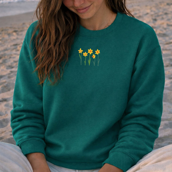 Daffodil Sweatshirt, Embroidered Daffodils Jumper
