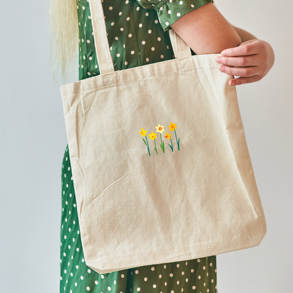 Daffodil Tote Bag, Daffodil Embroidered bag