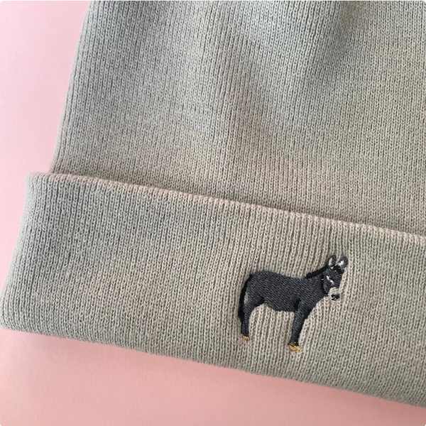 Donkey Embroidered Beanie Hat