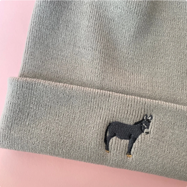 Donkey Embroidered Beanie Hat