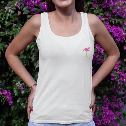 Flamingo Vest Top, Embroidered Flamingo Vest