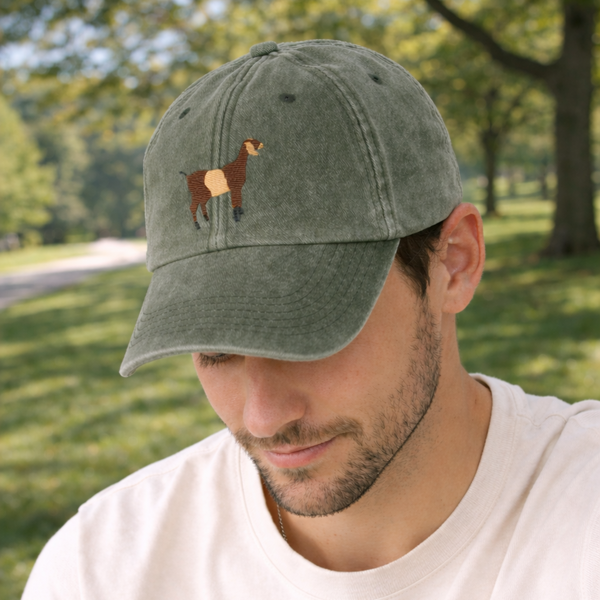 Goat Embroidered Cap, Embroidered Goat Cap