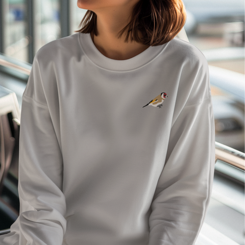 Goldfinch Bird Embroidered Jumper, Embroidered Goldfinch