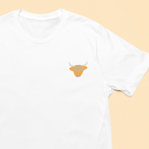 Highland Cow Tshirt, Embroidered Highland Cow