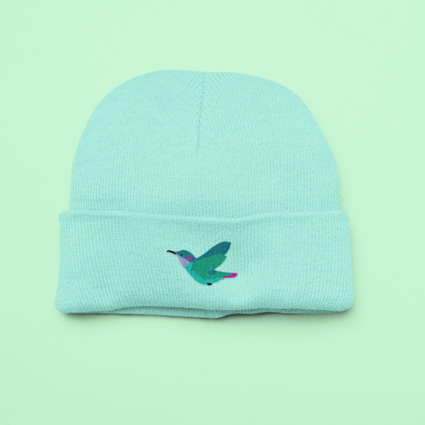 Hummingbird Embroidered Beanie Hat, Hummingbird