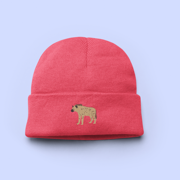 Hyena Embroidered Beanie, Unloved animals by wonderful world