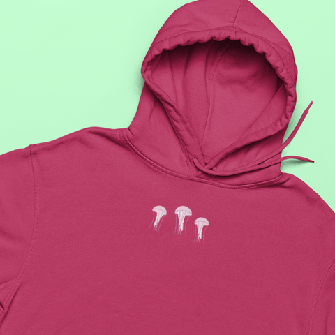 Jellyfish Embroidered Hoodie, Jellyfish embroidered, Jellyfish embroidered by Wonderful World