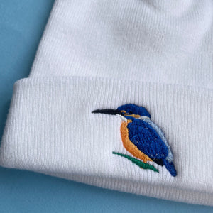 Kingfisher Beanie Hat, Kingfisher Hat, Embroidered Kingfisher Hat