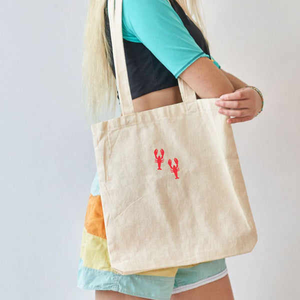 Lobster Tote Bag, Lobsters Embroidered Tote Bags