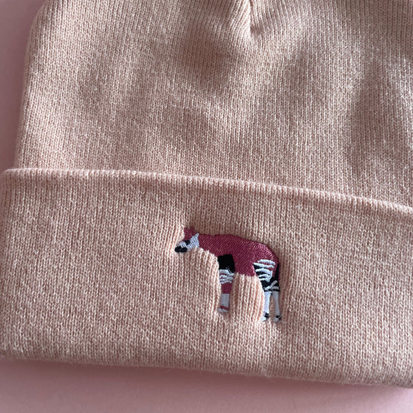 Okapi Beanie Hat, Okapi Embroidered Beanies, Wonderful World