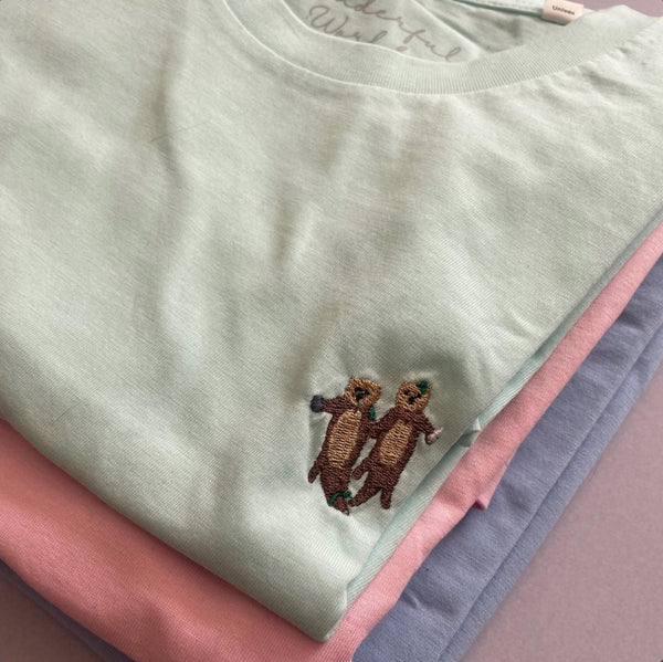 Otter Tshirt, Otters Embroidered Tshirt