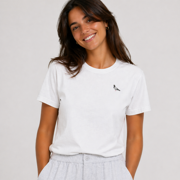 Pigeon T-Shirt, Embroidered Pigeon T-Shirt