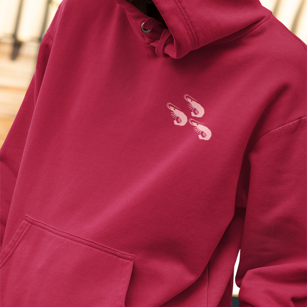 Shrimp Prawn Embroidered Hoodie, Shrimp Sweatshirt, Sealife Ocean Embroidered Hoodie.