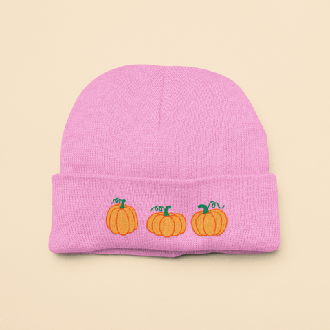Pumpkin Beanie Hat in Pink