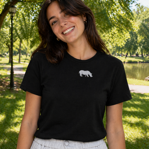 Rhino Tshirt, Rhino Embroidered Tshirt, Rhinos
