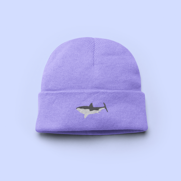 Shark Beanie Hat, Embroidered Shark Beanie