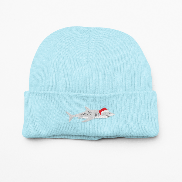 Christmas Shark Embroidered Beanie Hat