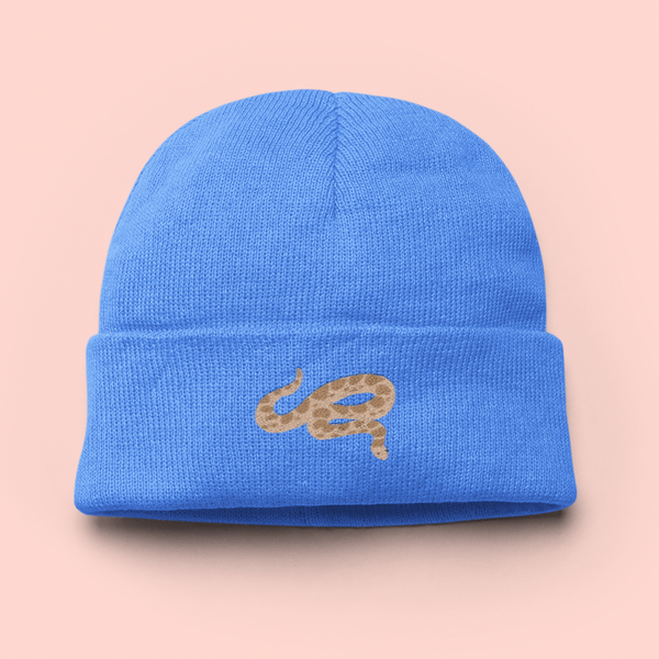 Snake Beanie Hat, Embroidered Snake Beanie Hat