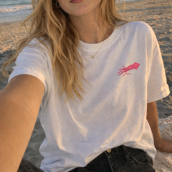 Squid Tshirt, Embroidered Squid Tshirt