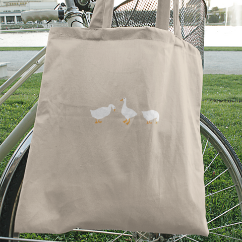 White Geese Embroidered Tote Bag, Geese Tote Bag