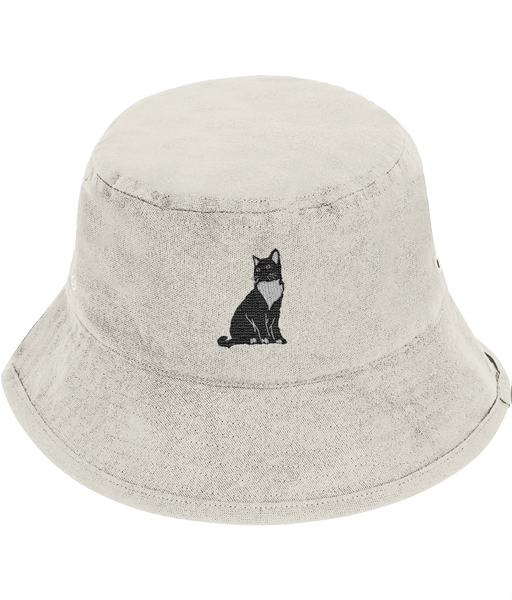 Tuxedo Cat Embroidered Bucket Hat