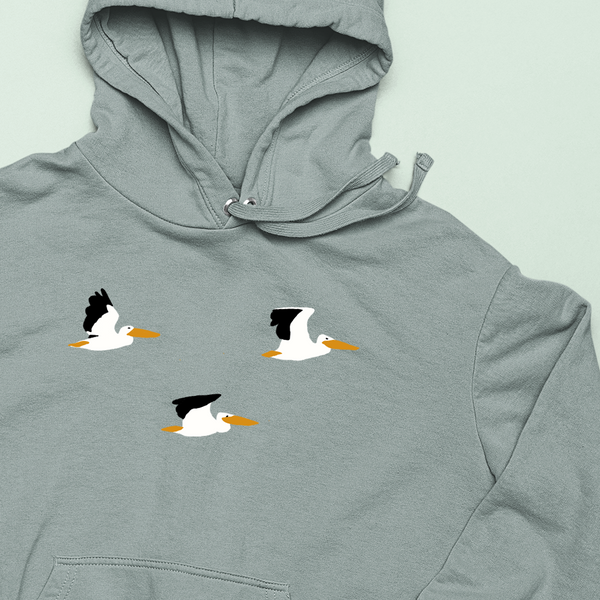 Pelican Hoodie, Embroidered Pelican Hoodie, British Bird, Wonderful World