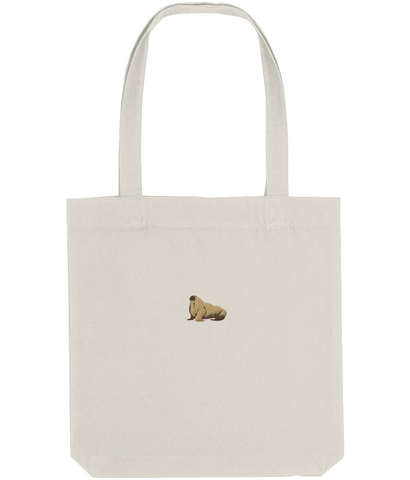 Walrus embroidered cotton tote bag