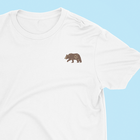 Embroidered Brown Bear Tshirt, Brown Bear Tshirt, Embroidered, Wonderful World