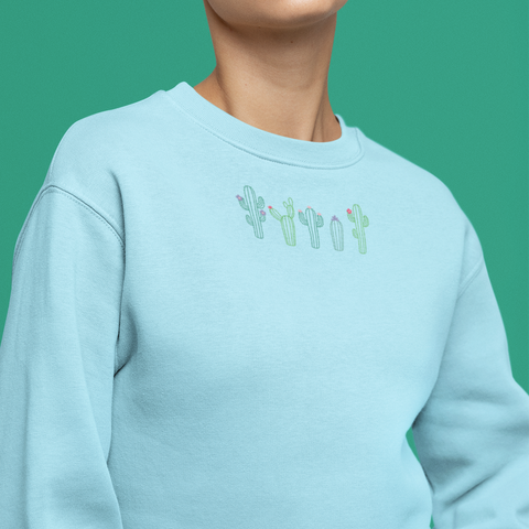 Embroidered Cactus Sweatshirt Jumper, Cactus plant ,Wonderful World