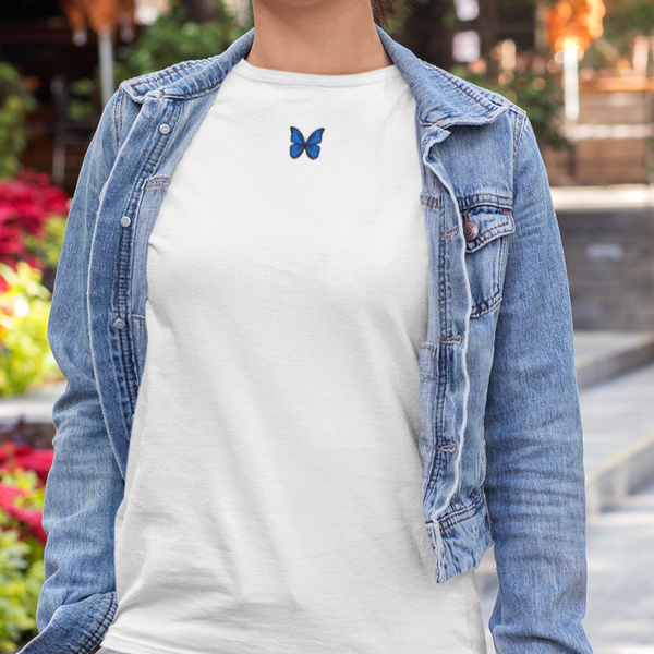 Embroidered Blue Butterfly Tshirt