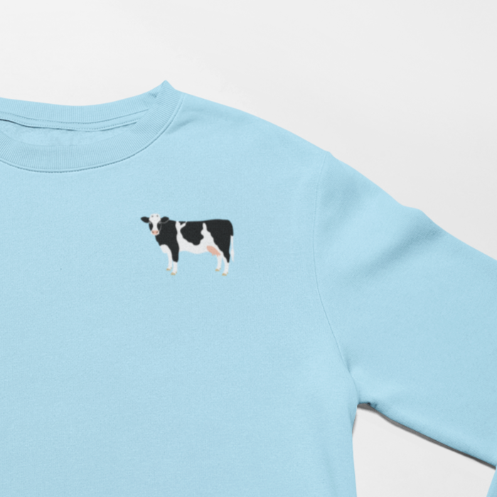 Cow Embroidered Sweatshirt Wonderful World