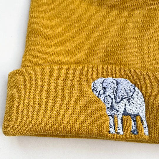 Elephant beanie hat Embroidered 