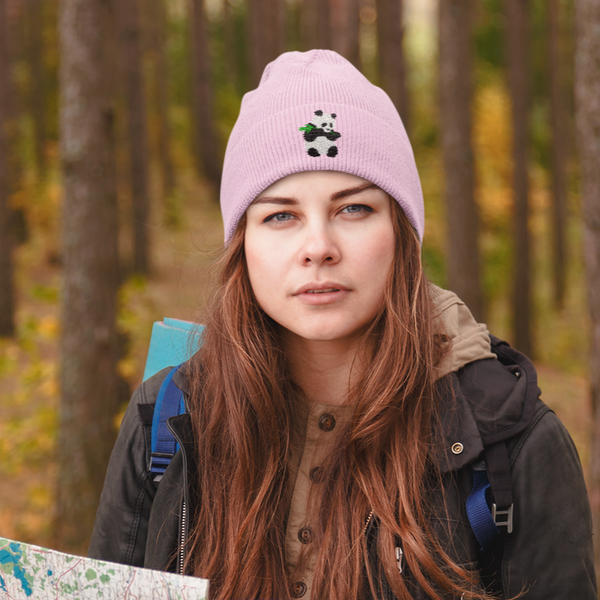 Giant Panda Embroidered Beanie Hat