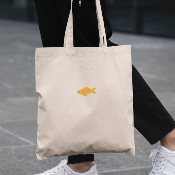 Embroidered Goldfish Tote Bag, Wonderful World