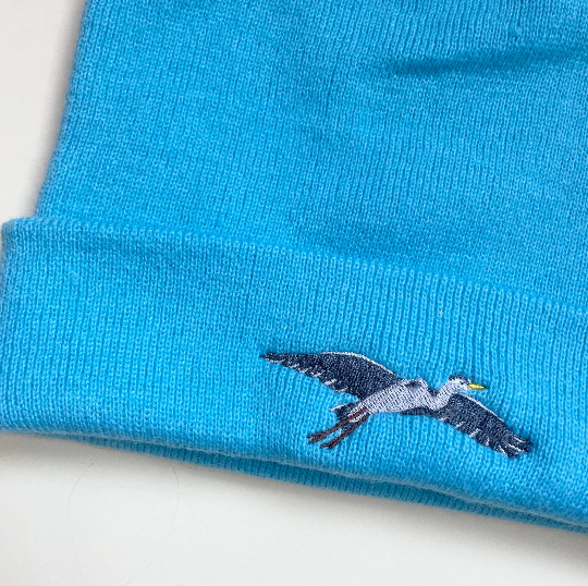 British Bird Heron Hat, Heron Hat, Embroidered Hat