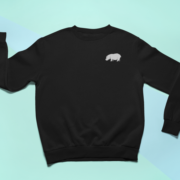 Hippo Embroidered Sweatshirt Wonderful World