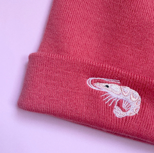 Shrimp Embroidered Beanie Hat