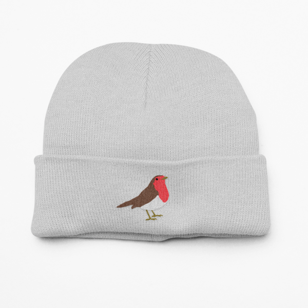 Robin Embroidered Beanie hat, British Bird, Robin, Embroidered