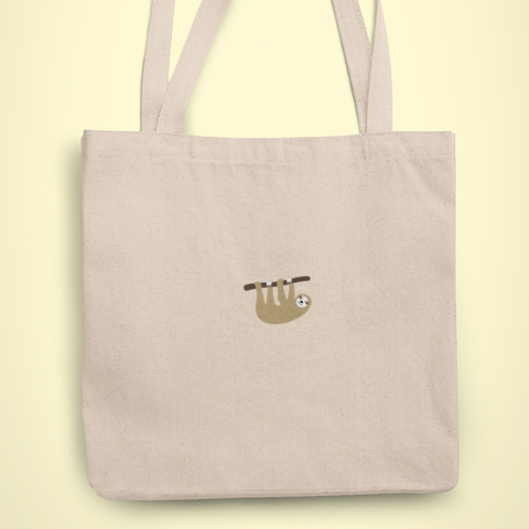 Sloth Embroidered Tote Bag