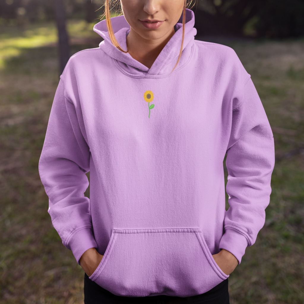 Sunflower Embroidered Hoodie Wonderful World