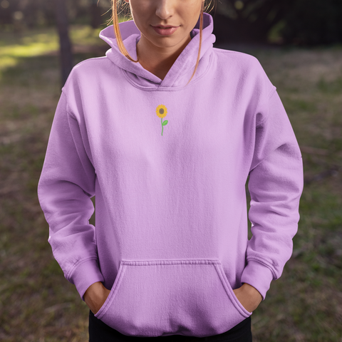 Sunflower Embroidered Hoodie Purple